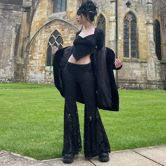 High-Waisted Lace Flare Pants