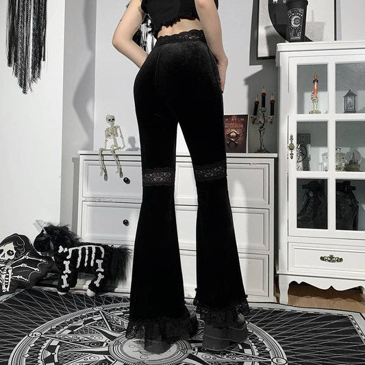 High Waisted Lace Flared Pants
