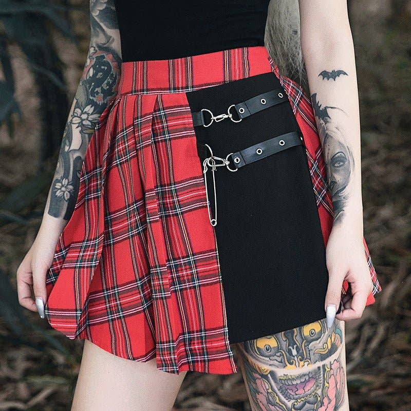 Plaid Pleated Skirt