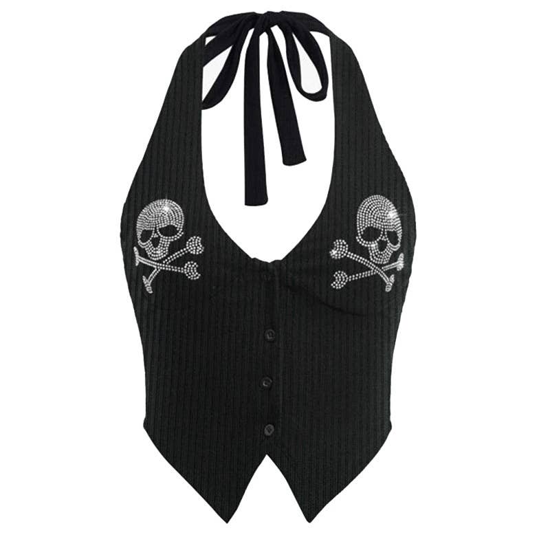 Skull Halter Crop Top