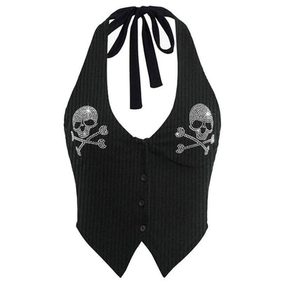 Skull Halter Crop Top