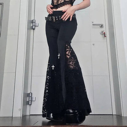 High-Waisted Lace Flare Pants