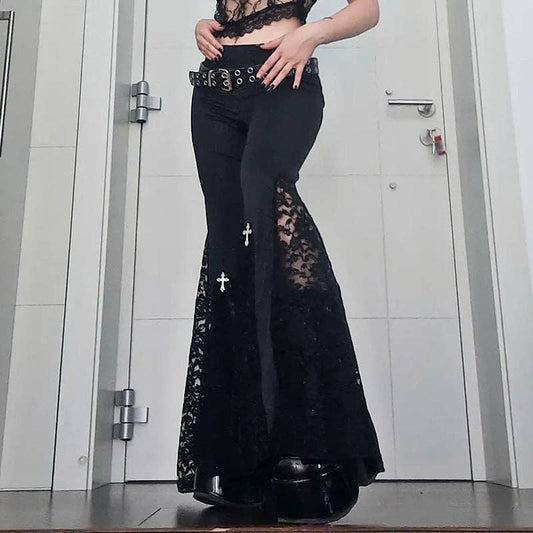High-Waisted Lace Flare Pants