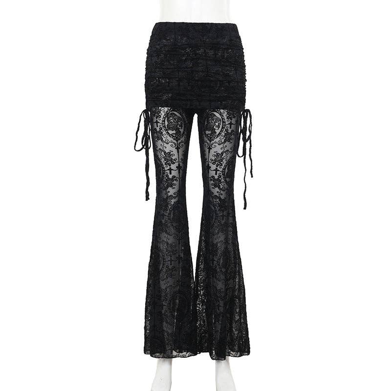 Cross Flocking Slim Pants