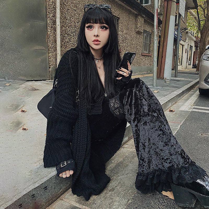 High Waisted Lace Flared Pants