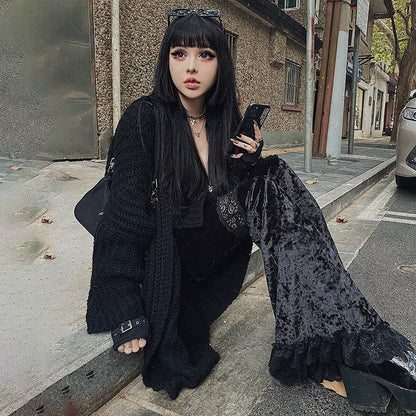 High Waisted Lace Flared Pants