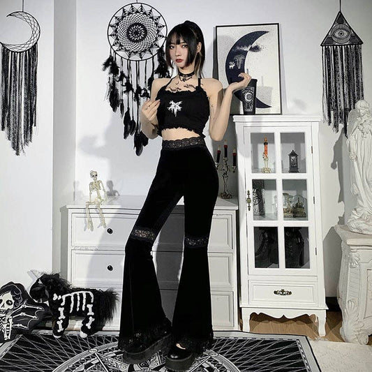 High Waisted Lace Flared Pants